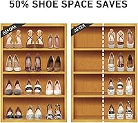 Vista 2 de Organizador de ranuras para zapatos, paquete de 20, apiladores de zapatos, ahorro de espacio del 50%, 4 niveles ajustables, soportes de doble capa