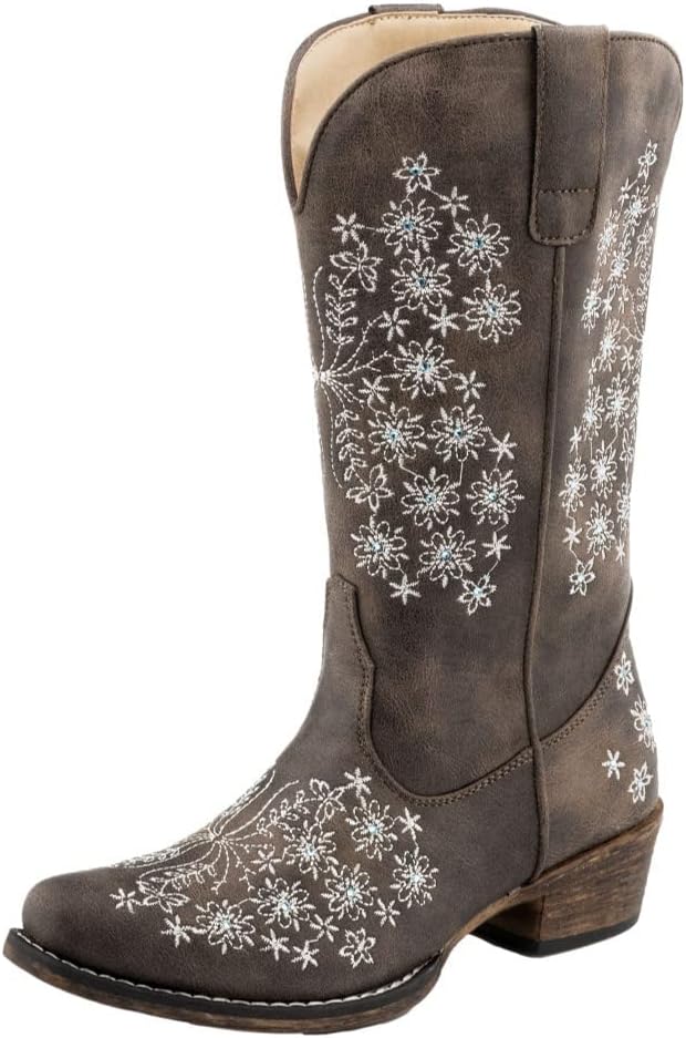 Roper Women's Riley Bouquet Western Boot, Brown, 10