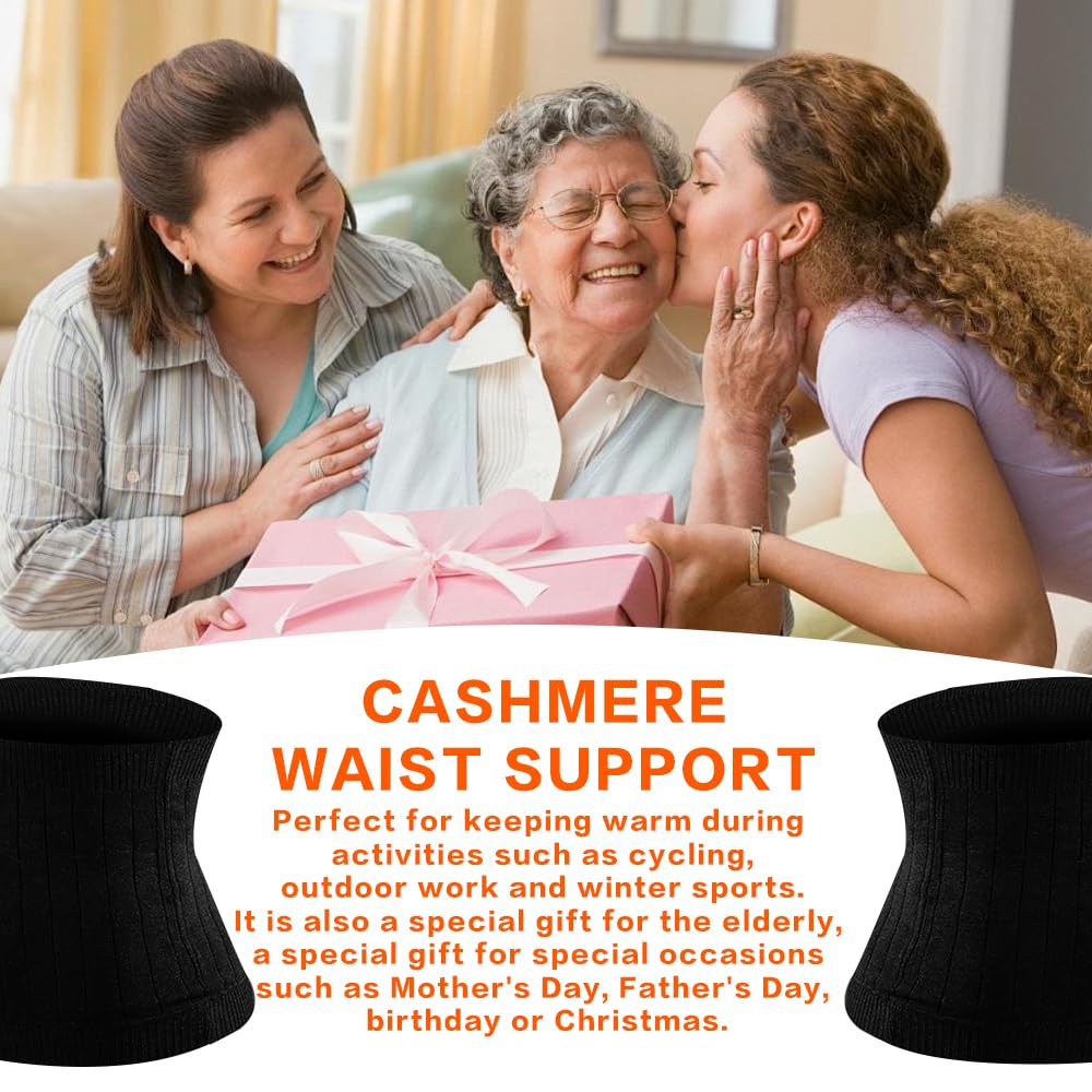 Calentador de Riñones de Cachemira Suave, 2 Pcs Calentador de Cintura, Calentador de Riñon para Damas Elastico, Calentador de Cuerpo Puños de Riñon, Calentador de Cadera para Damas, Negro