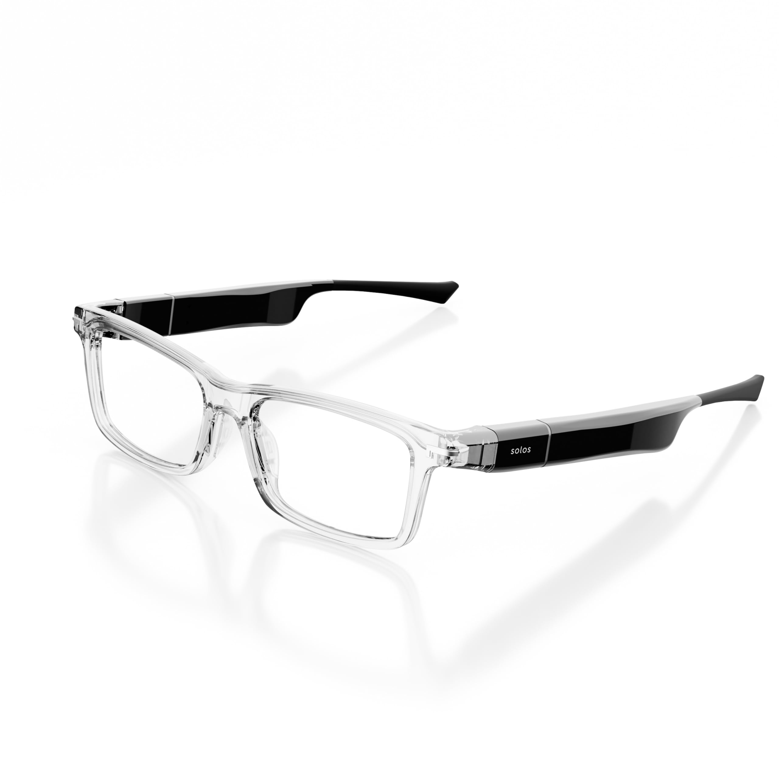 SOLOS AI Powered Glasses | Argon 14 | Shiny Crystal Gray | Lenses Integrated ChatGPT for Travel and Real Time Translation | Stereo Speakers | Compatible with iOS and Android