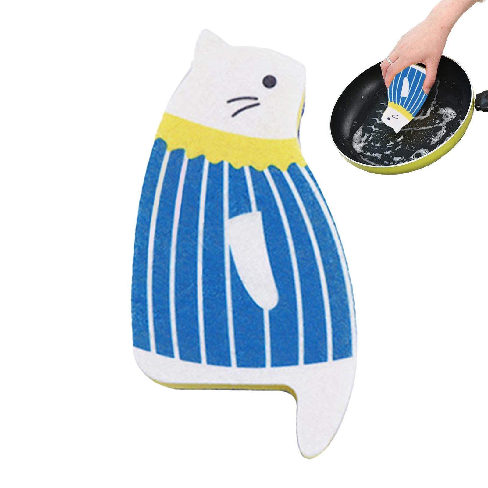 Washing Up Sponges for Cats - Household Cleaning Sponges, Reusable Kitchen Sponges | Washing Up Sponge for Cat Sink with Unique Cat Look, Dish Sponges with Pet