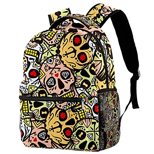 Sac à dos pour loisirs motif ancre marine et tête de mort style urbain