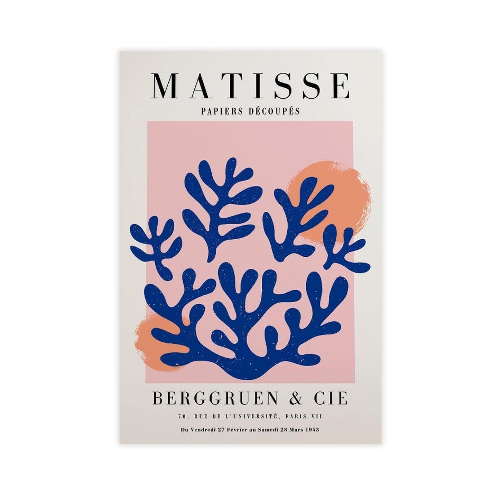 HEYANM Blue Pink Matisse Print_ Mid Century Modern Framed Wall Art 1 Canvas Poster Bedroom Office Room Decor Gift Unframe 24x36inch