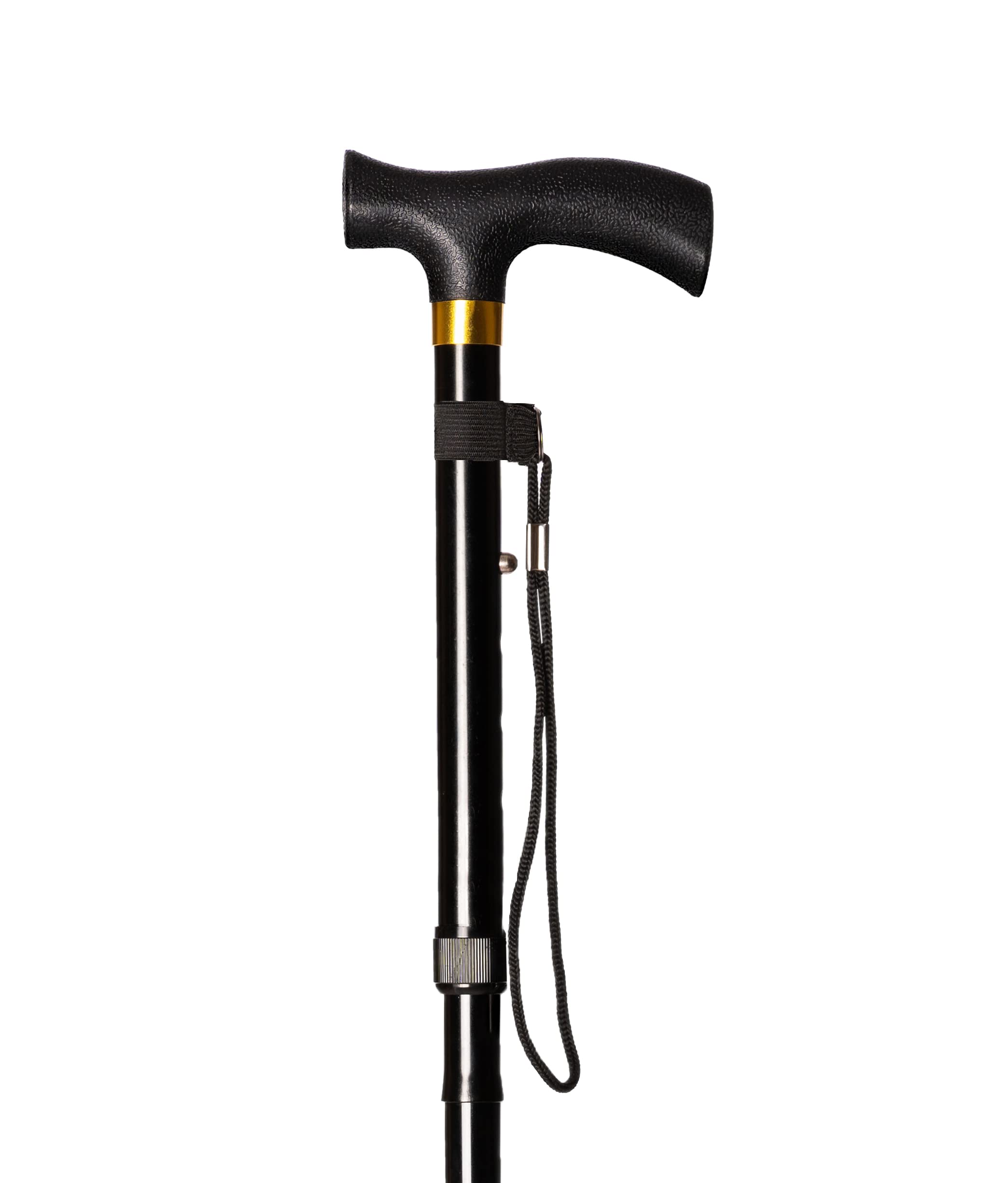 Canne Béquille Marche Aluminium Pliable et Réglable en Hauteur 84-92cm, Couleur Noir Poignet Soft (657)