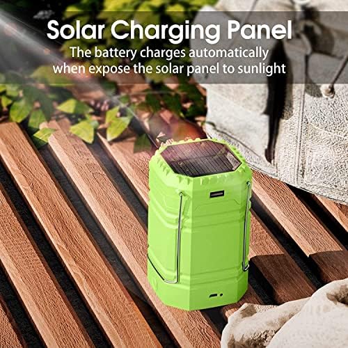 Solar Camping Lantern, Ultra Bright Collapsible Hand Crank LED Flashlight, Portable Wind Up Tent Light, USB Charging, Electronic Lamp for Outdoor and Emergencies