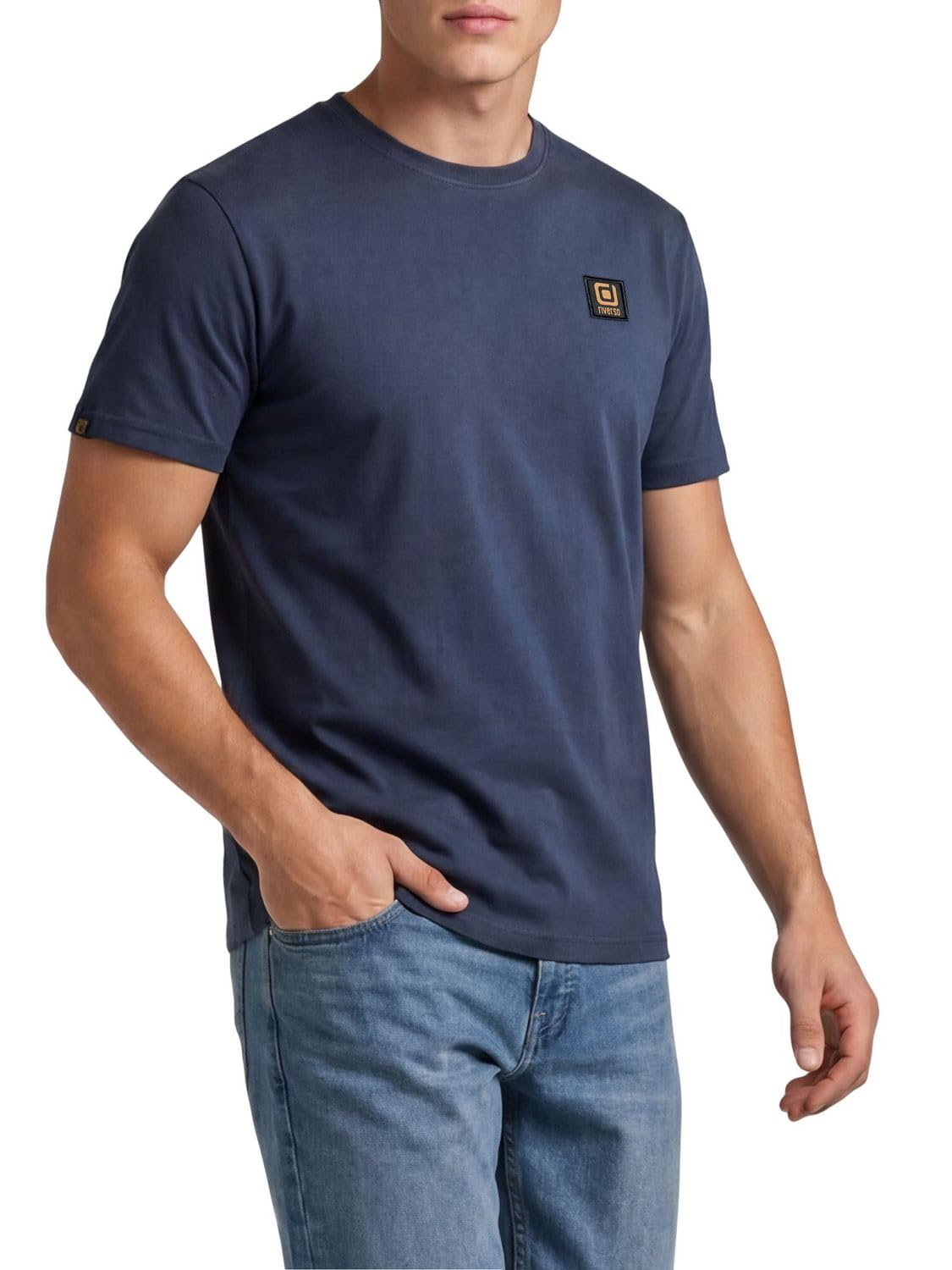 riverso RIVGino 3-częściowy zestaw męskich t-shirtów letnich, regularny krój, okrągły dekolt, krótkie rękawy z logo, kolor czarny, biały, pomarańczowy, szary, niebieski, żółty, zielony, rozmiary S, M