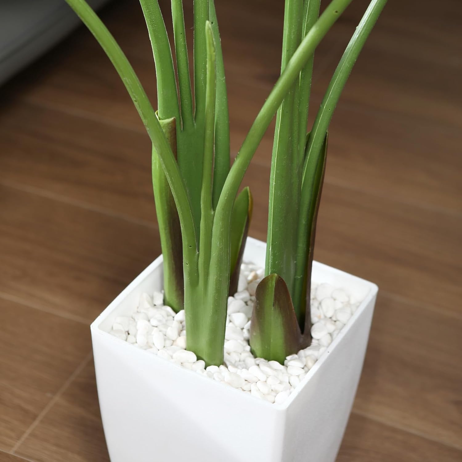 Artificial Bird of Paradise Plant, 4Ft Fake Floor Plants with White Taper Planter, Fake Palm Tree for Indoor Home Decor Office Living Room, Set of 1