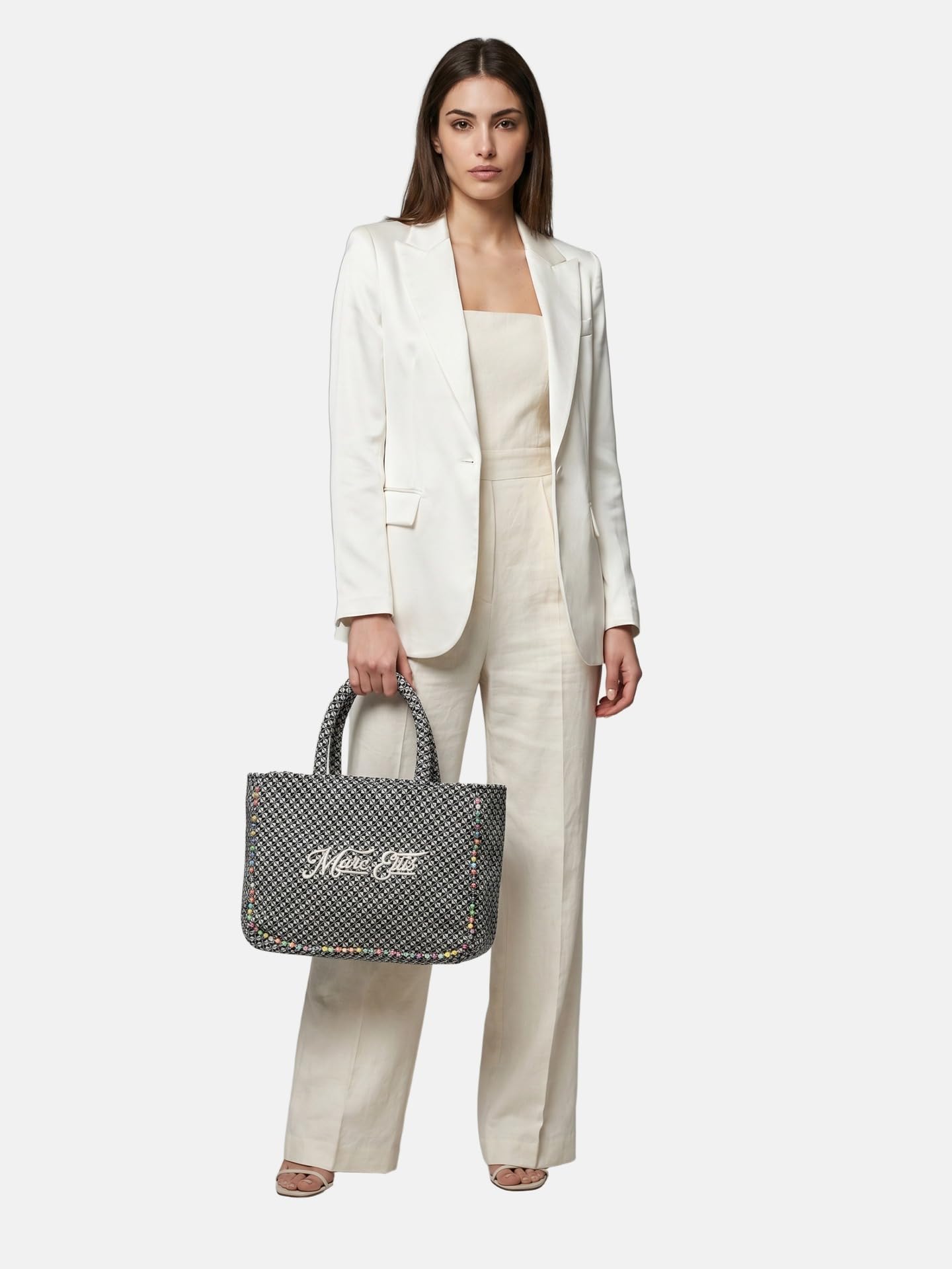 MARC ELLIS Borsa a Mano Donna Fast Bianco Multicolor Zip Poliestere