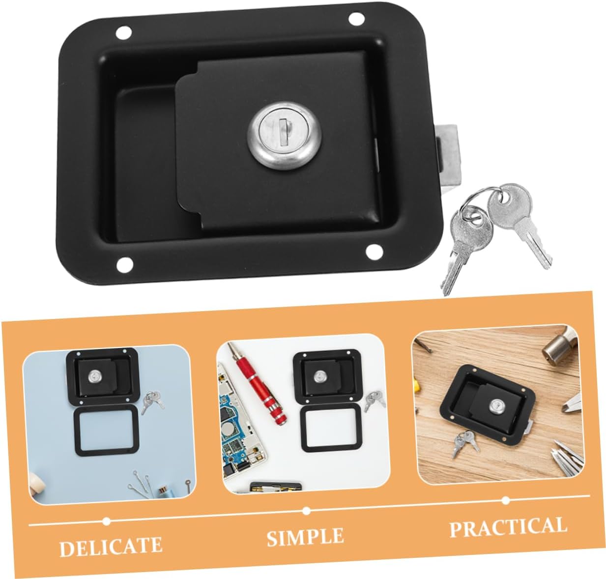 TEHAUX 4pcs Rv Door Latch Handle Replacement Black Lock for Trailers Campers and Toolboxes Easy Install Versatile Use Vehicles