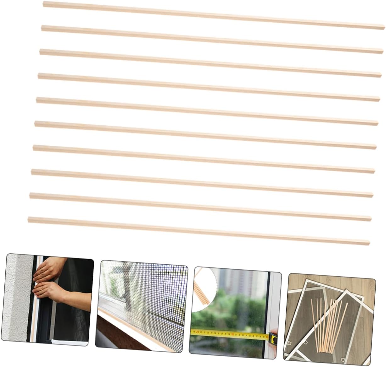 12pcs Wooden Window Decorative Trim 6mm Beige Wood