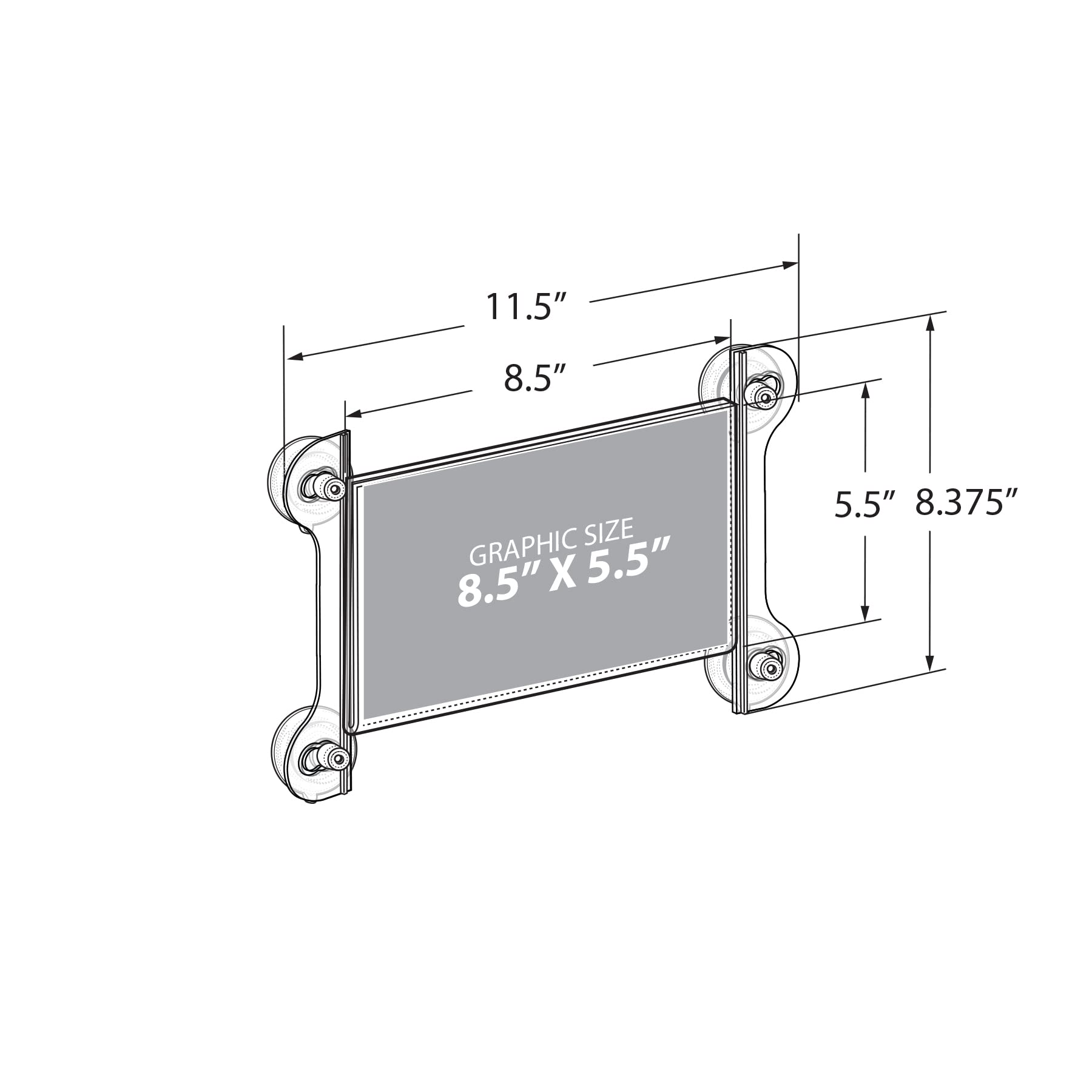 Azar pantallas 106627 – 2 Pack 8,5 "W por 5.5" H acrílico signo soporte con ventosas (Pack de 2)