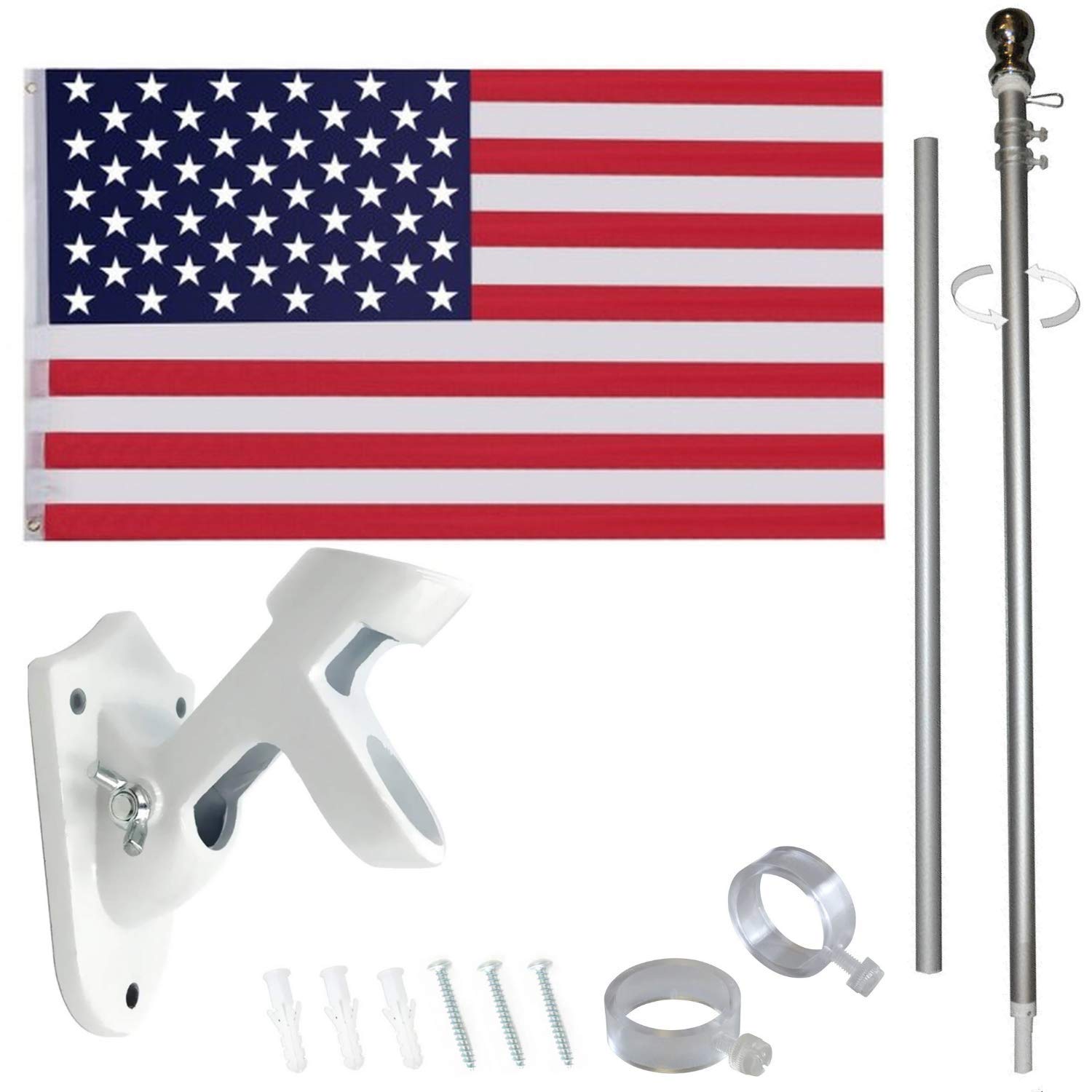NatFlag 6 Feet Tangle Free Spinning Flag Pole Kit | Mubboo