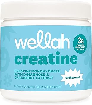 Wellah Creatine for Women - Creatine Monohydrate with Dandelion & Cranberry Extract 50 Servings, Unflavored