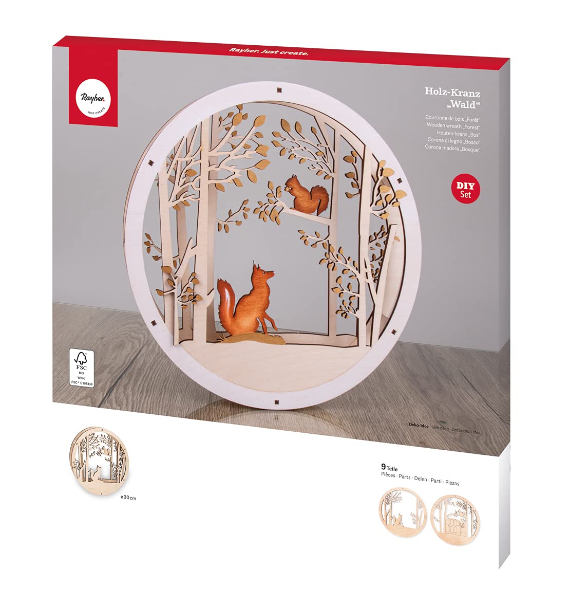 Rayher Holzkranz Zum Bemalen – Rankenkranz Aus FSC-Holz, 31 Cm, Perfekt Für Hochzeit & Deko