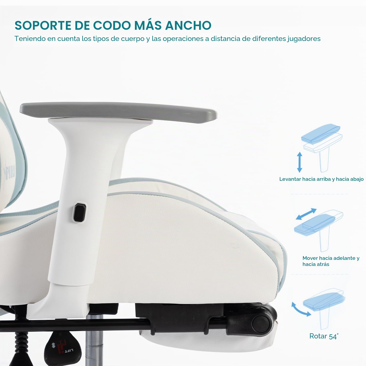 K IKIDO Silla de Gaming, ergonómica, Silla de Oficina Regulable en Altura, con reposapiés, inclinación de 155°, con reposacabezas y cojín Lumbar, para casa y Oficina (Azul)
