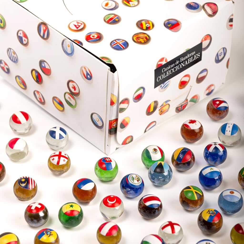 Small World Collection Caja 5 Sobres (50 canicas aleatorias de Banderas del Mundo)