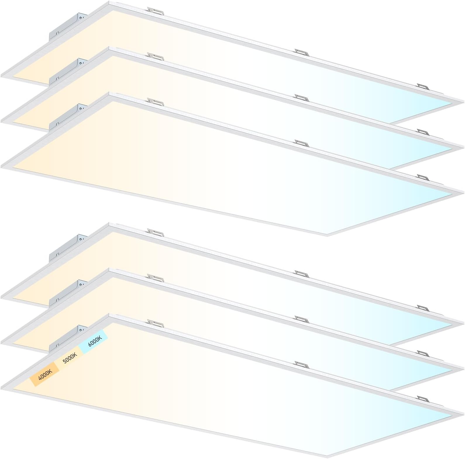 Aphyni6 Pack 2x4 LED Flat Panel Lights, 4000K/5000K/6000K Selectable Color Temperature, 6600LM 50W TRIAC 10-100% Dimmable, Energy Efficient Drop Ceiling Light for Fluorescent Replacement, ETL DLC