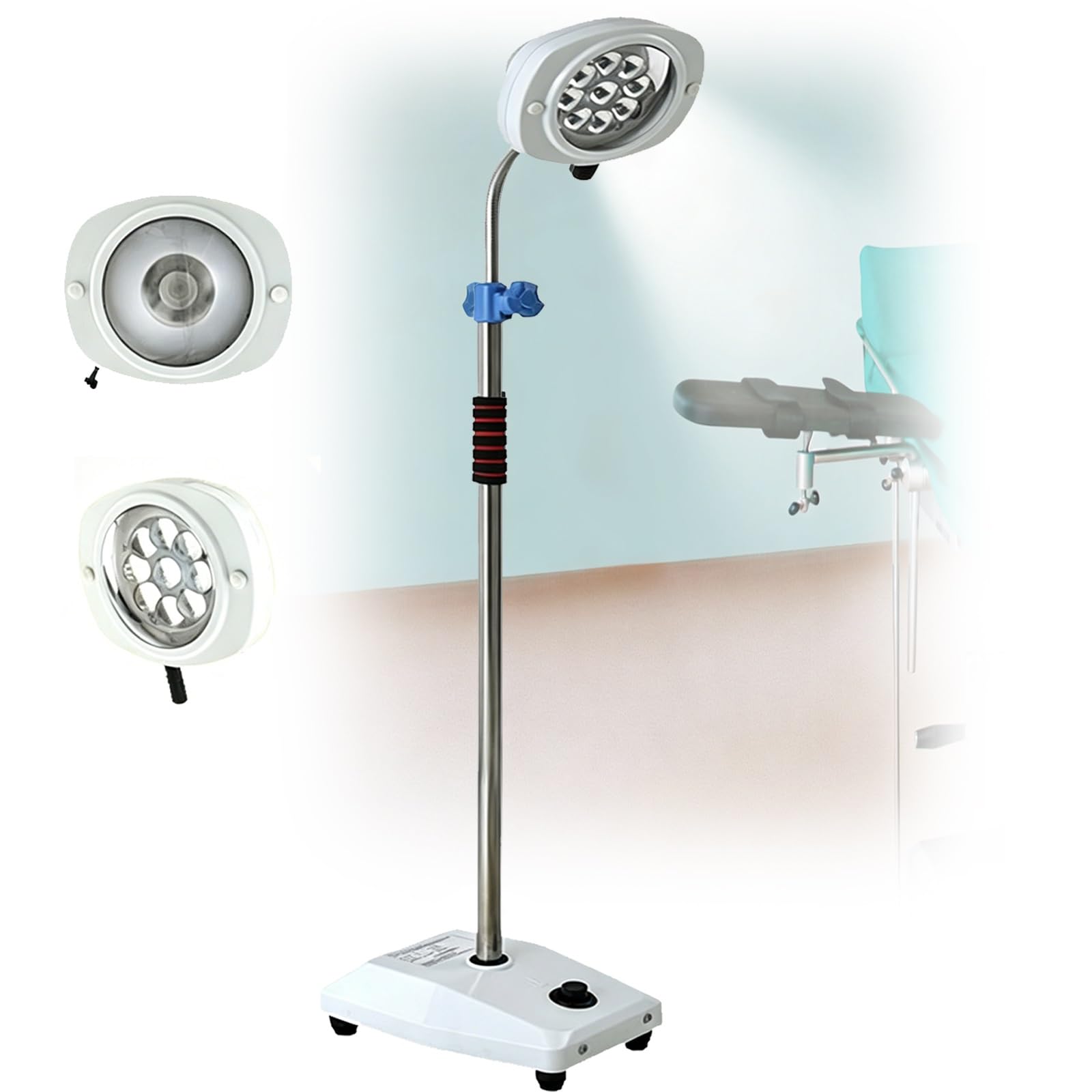 Ambulante kleine chirurgische Untersuchungsleuchte, 9 LEDs, schattenlose Bodenleuchte, stufenlos einstellbare Helligkeit, for Zahnmedizin, Gynäkologie, Tierarzt, Tätowierung(Nine Lights)
