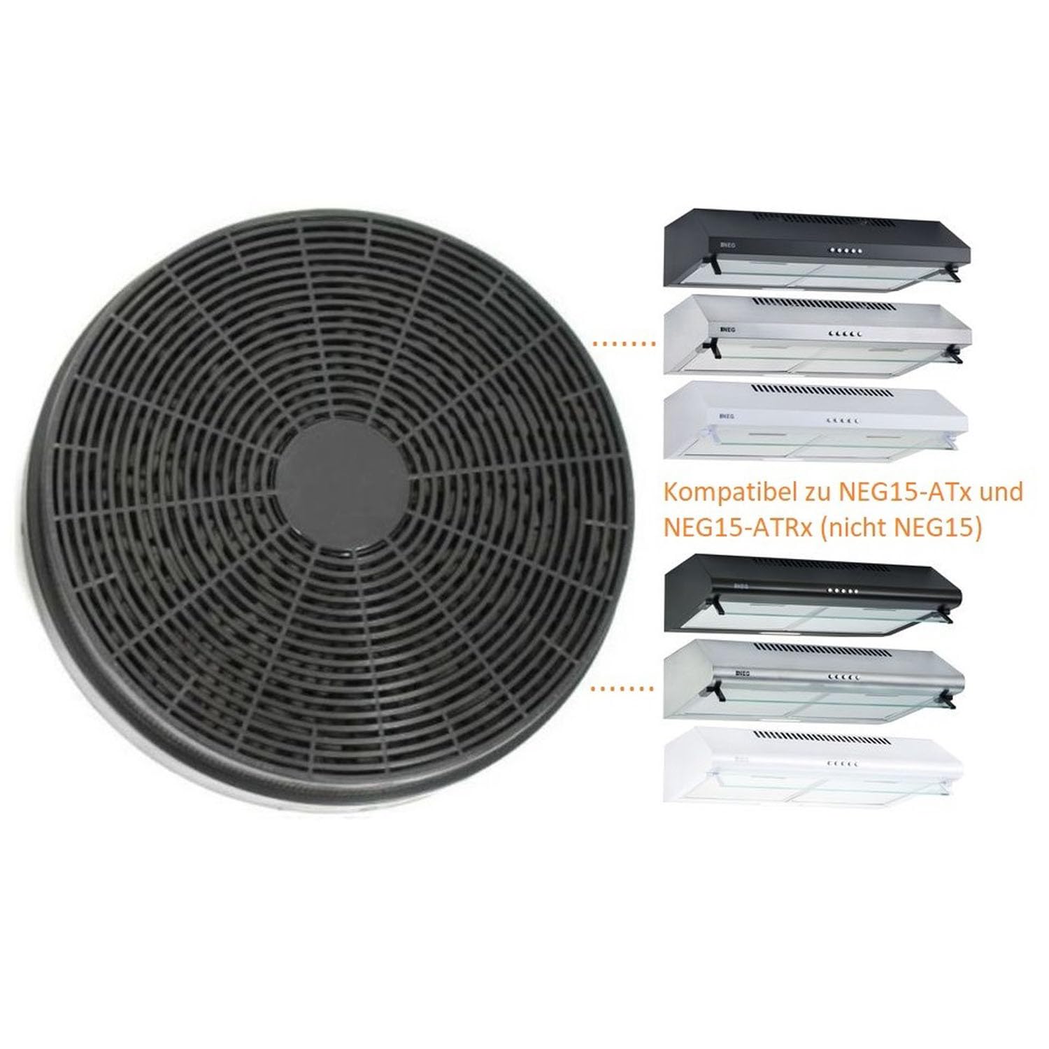 Original NEG Aktivkohlefilter GF15, 2er Set für NEG15-AT und NEG15-DC | Geruchsneutralisierung, Umluft-Betrieb, Kompatibel mit NEG15-AT, Kompatibel mit NEG15-DC, Druckknopf-Bedienung