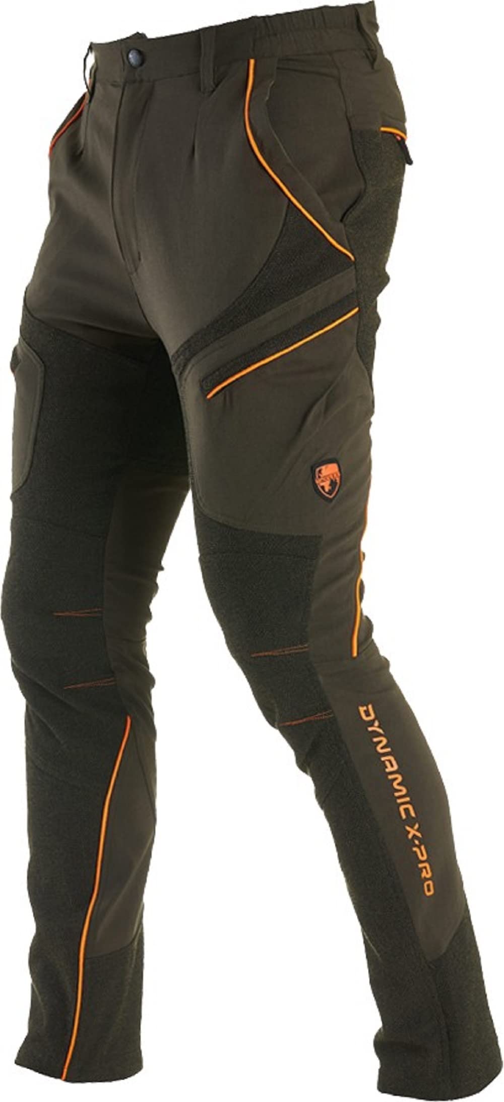 Univers - Pantalón Alpes elástico verde con inserciones naranjas
