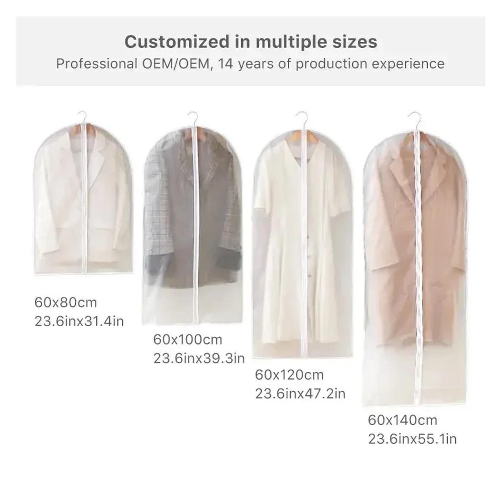 fundas para ropa 2/3/4/5 PCS Hanging Dustproof Garment Cover Washable Clothes Bag For Wedding Dress Suit Coat Closet Wardrobe Clothing Storage(60x120,3 PCS)