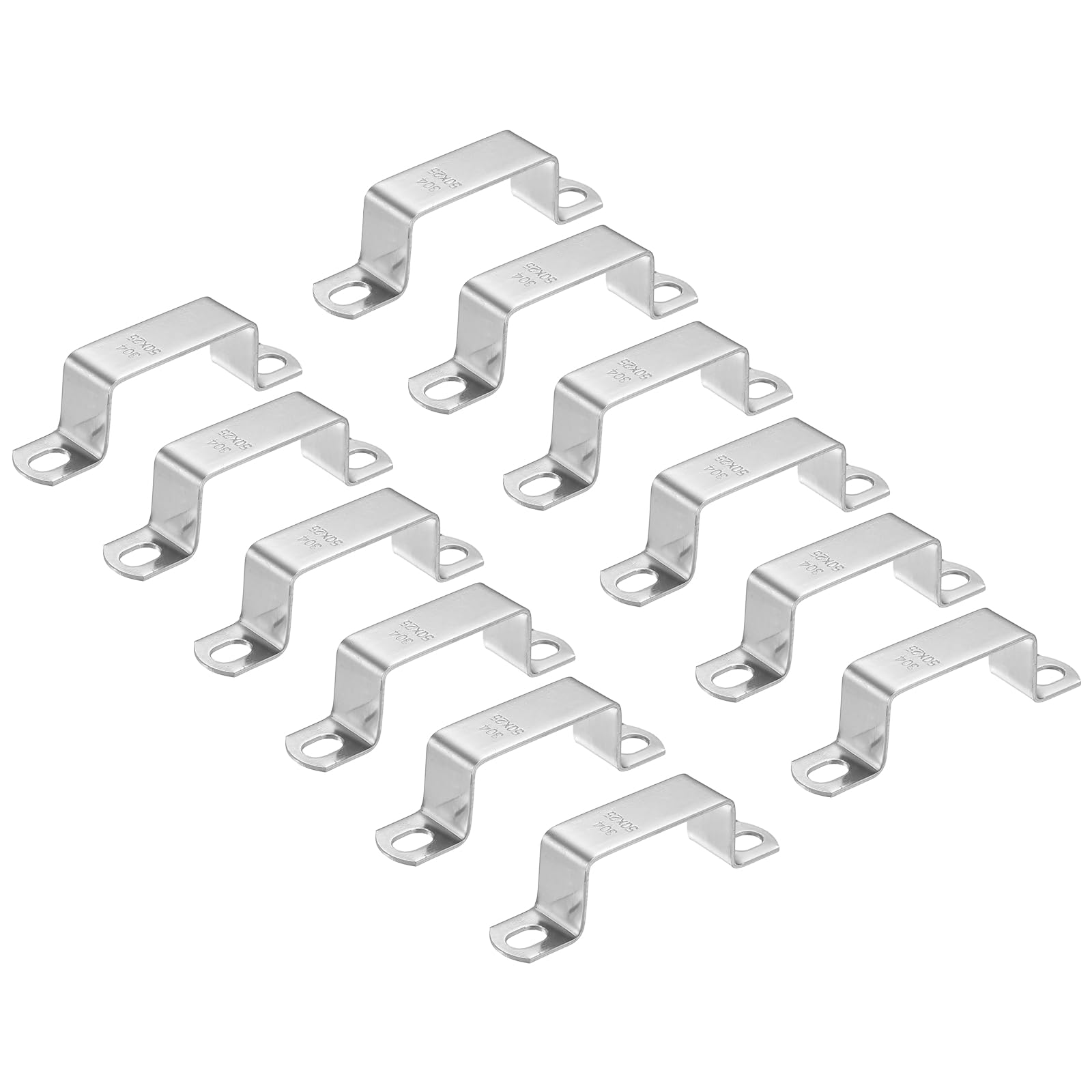 sourcing map 12pcs Square Pipe Clamp, 50x25mm 304 Stainless Steel