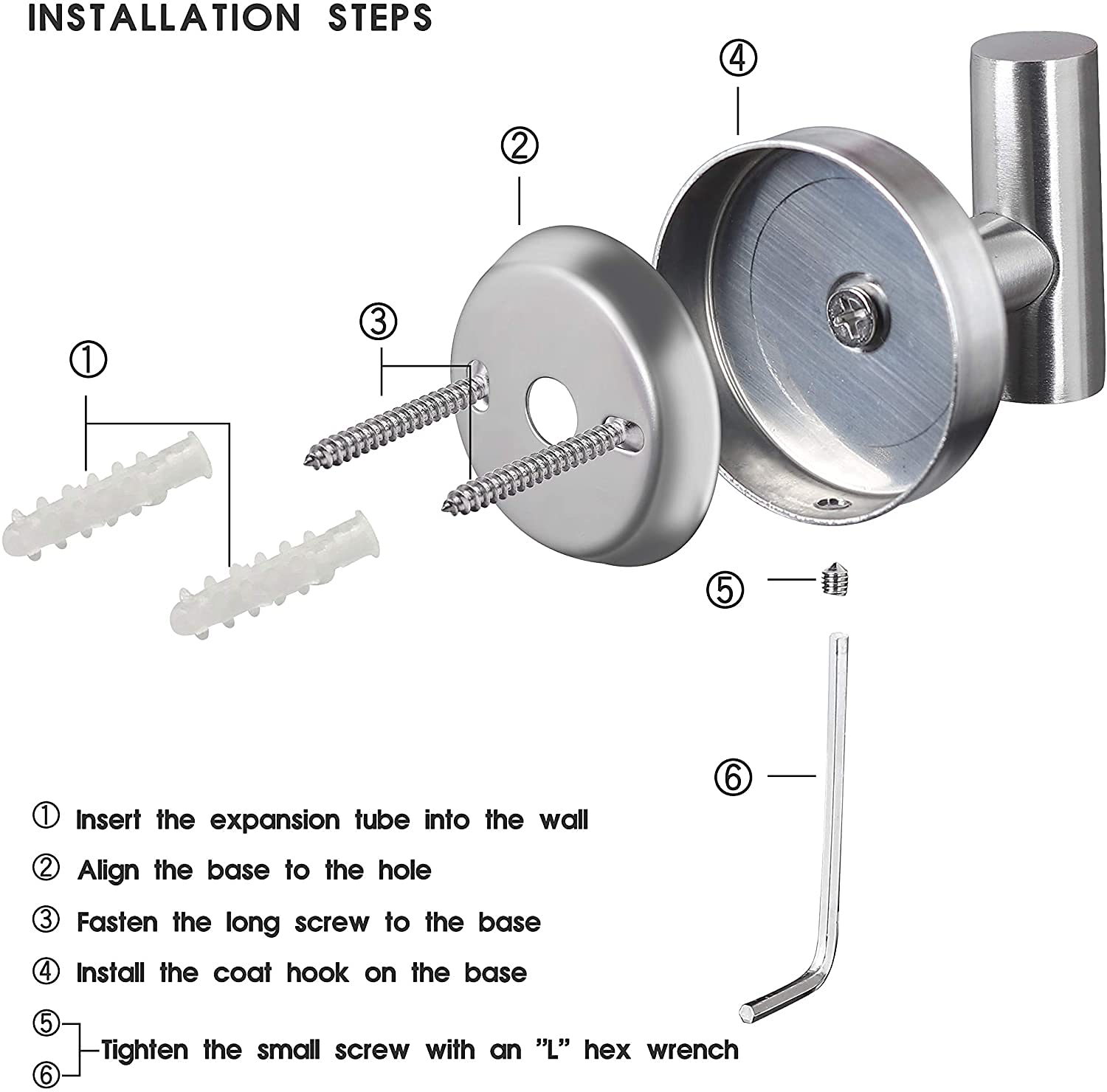 YUET 2 Piezas de Toalla Gancho Colgador Toalleros de Gancho para Baño de Pared de SUS 304 Acero Inoxidable Percha Perchero para Colgar para Sombrero Ropa Abrigo Albornoz Cocina (Plata cepillada)