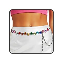 ELABEST Rainbow Belt Chain Colorful Waist Chains Rhinestone Gold Jewelry for Women