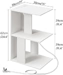 MAHANCRIS End Table with Charging Station, C-Shaped Narrow Side Table, White Nightstand with Storage, Narrow Bedside Table for Small Spaces, End Tables Living Room, Bedroom, White ETWT18E01Z
