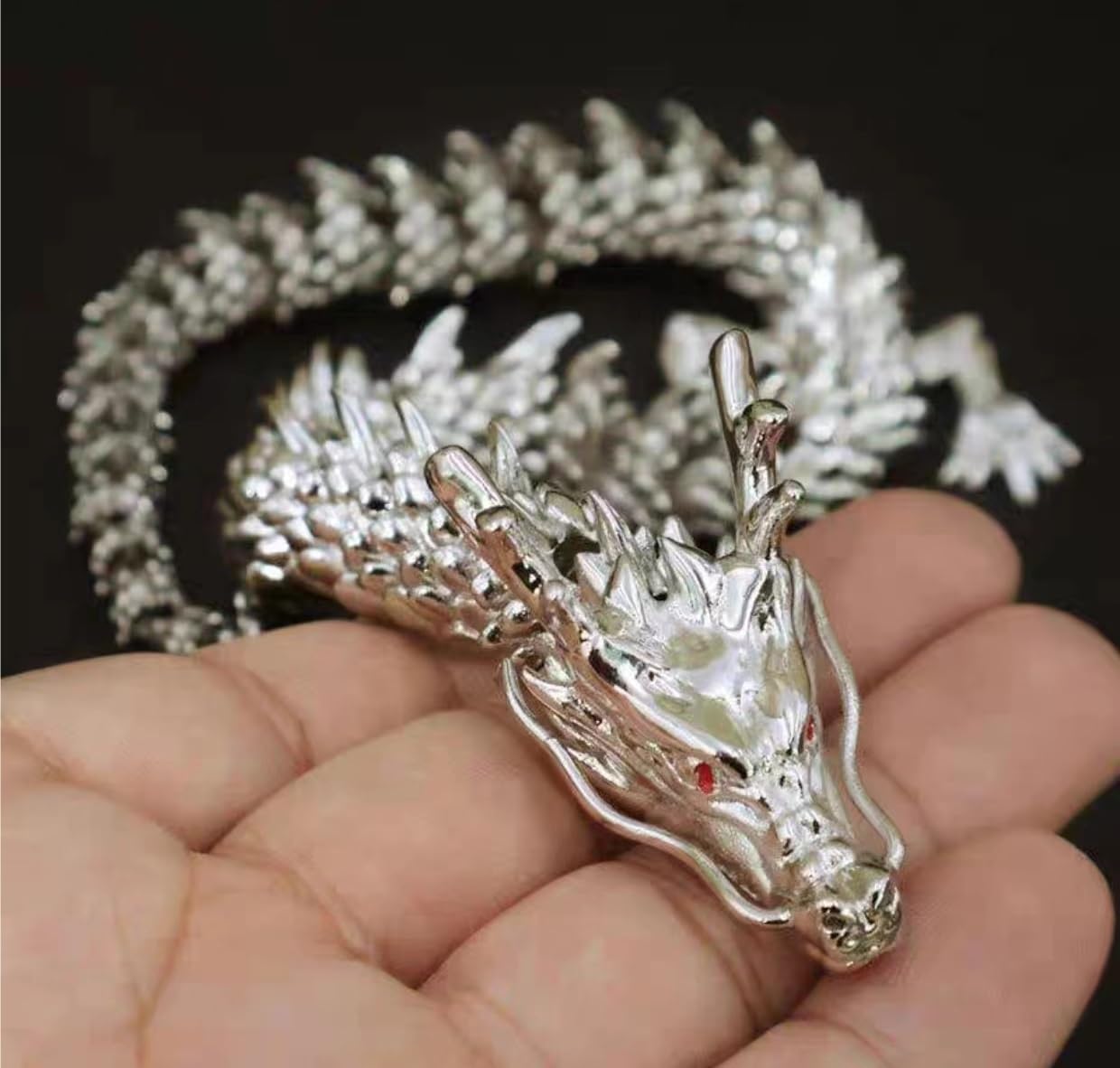 Amazon.co.jp: 神龍 銀龍 置物 昇運金龍 3D多関節 開運 風水グッズ