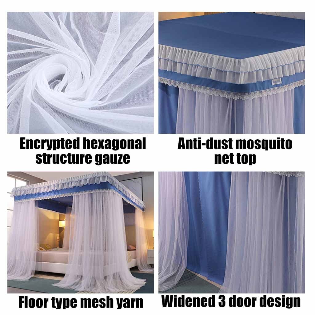 Moskitonetz für 1,5 m/5 Fuß Bett, Luxuriöser Betthimmel mit 4 Stangen, Dekorativer Bettvorhang für Jungen- und Mädchenschlafzimmer (Stil 3, 1,5 x 2 x 2 m)