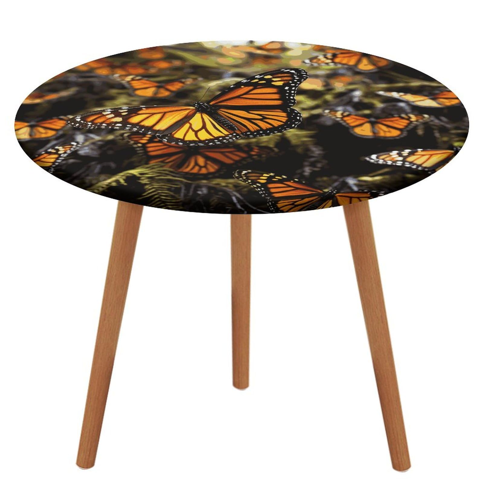 Nappe de pique-nique ronde papillon orange pour vos repas de jardin