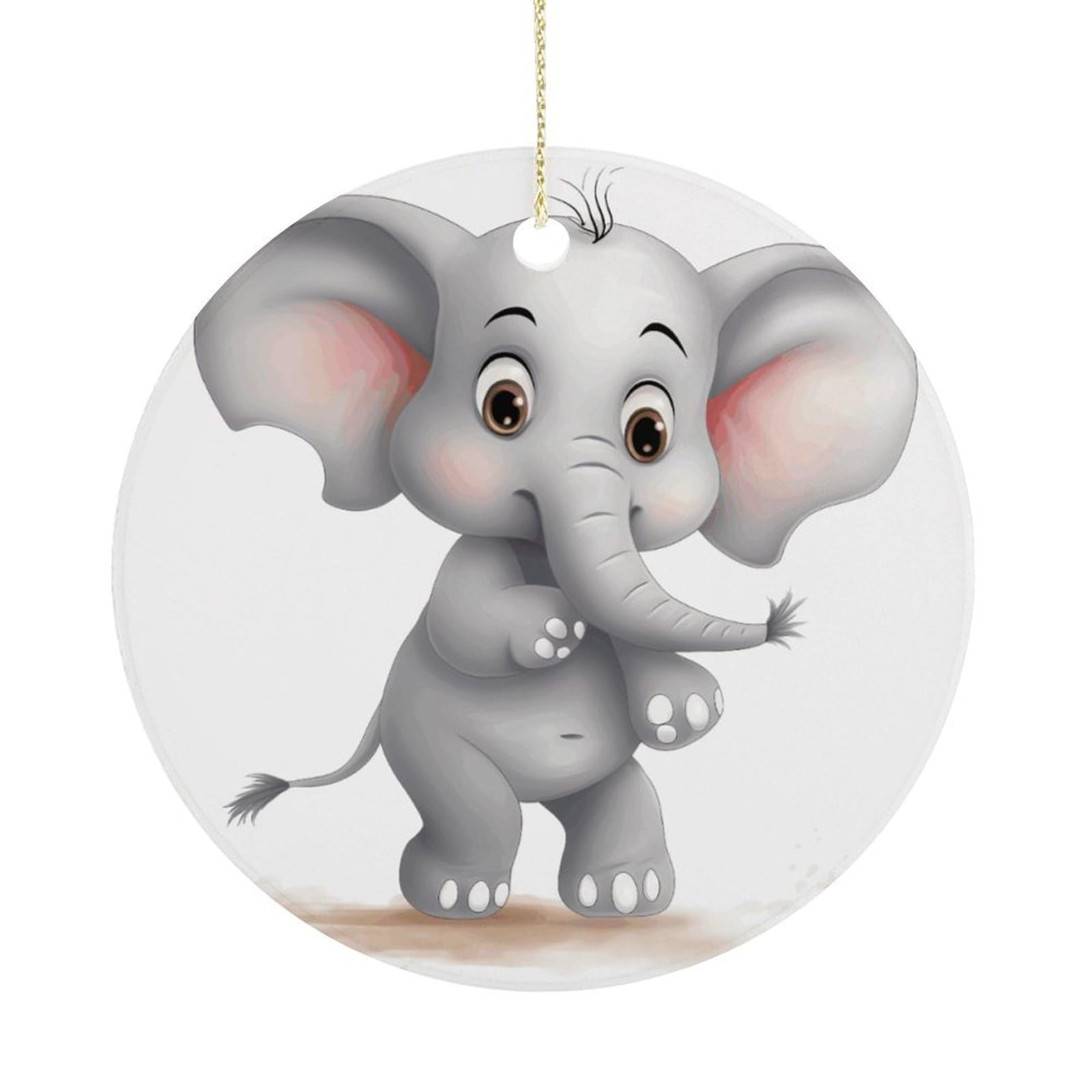 Cute Elephant Christmas Ornaments Colorful Round Ceramic Ornament Christmas Hanging Decor Christmas Tree Decorations Xmas Keepsake for Women Men Xmas Holiday Party
