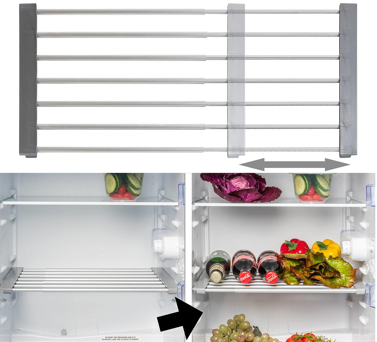Rosenstein & Söhne Kleiderschrank Organizer: 4er-Set Univ.-Einlegeboden,f. Kühlschrank/Regale,ausziehb. bis 60cm (Einlegeböden Kühlschrank Gitter, Kühlschrank-Teiler-Schiene, Boden)