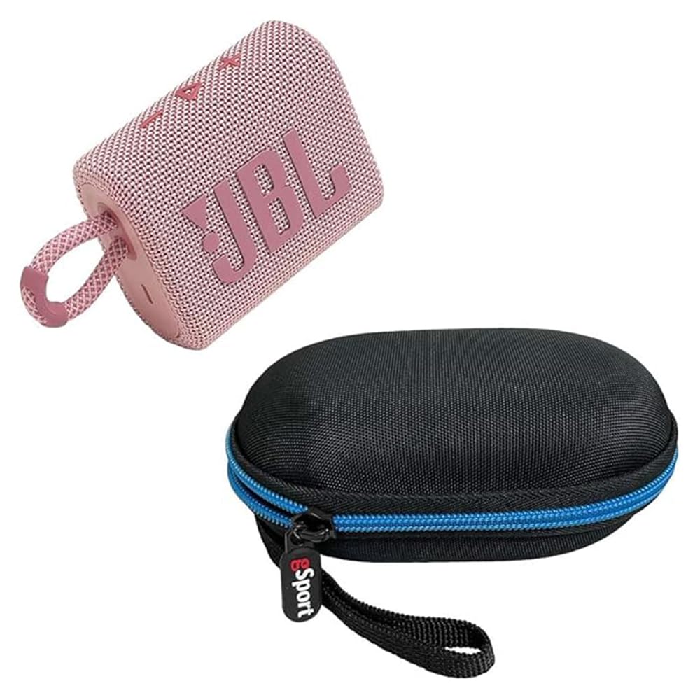 JBL GO 3 - Altavoz Bluetooth ultraportátil impermeable con funda rÃgida gSport Deluxe (rosa)