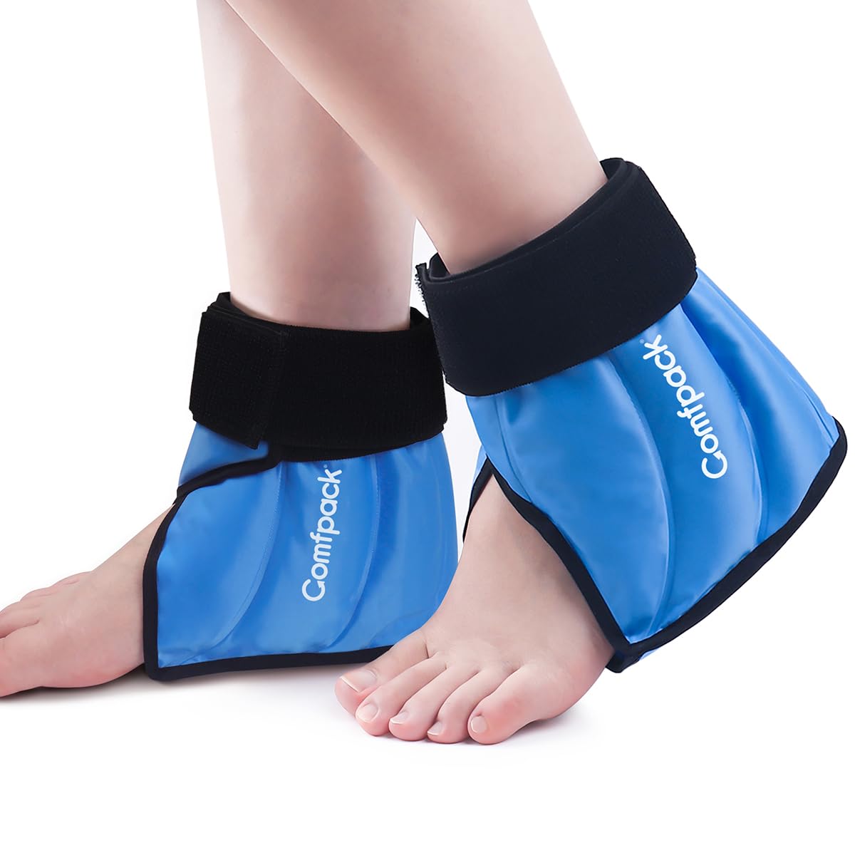 Comfpack Paquete de hielo de tobillo para aliviar el dolor, terapia de frío caliente para pies, para fascitis plantar, tendinitis de Aquiles, esguince, hinchazón, espolón de talón, 2 paquetes