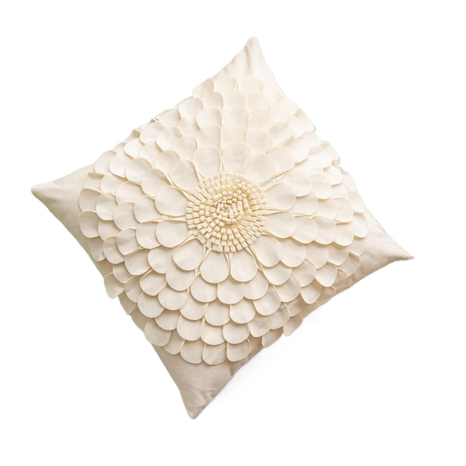LCKKJHG 3D Flower Pillow Covers Handmade Velvet Petals Home Decor Yellow Beige Cushion Cover Sofa Pillowcase 45x45cm(H-45X45CM)