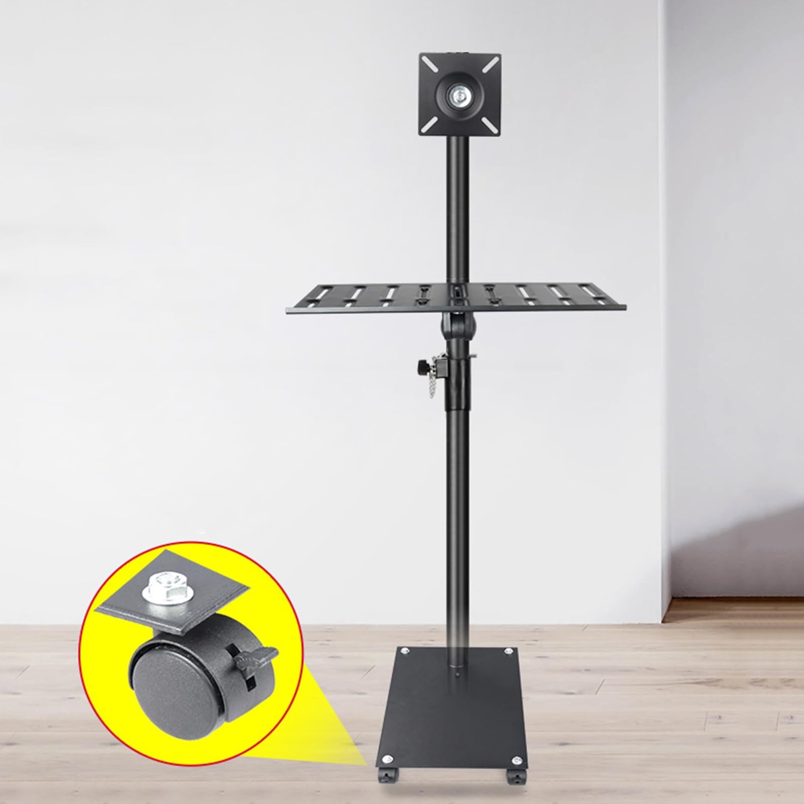 OLSKFUH Mobile Tv Stand With Wheels For 12-24 Inch Tvs, Height Adjustable Tv Cart With Laptop Shelf, Max 100X100Mm, Holds Up To 10Kg/22Lbs,