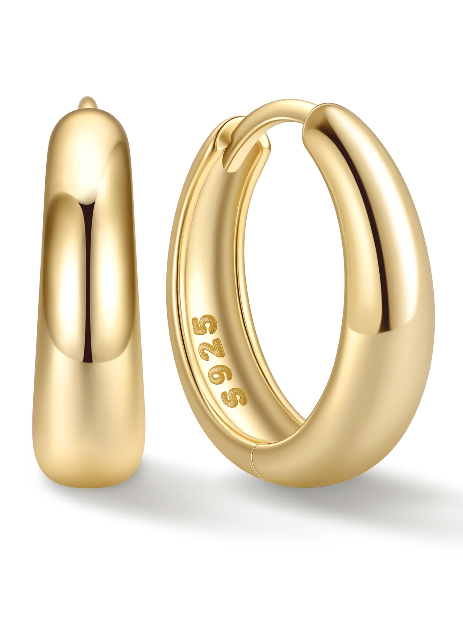 ChicSilver 925 Plata Pendientes Aros Gordos Mujer Hoop Earrings Anchos