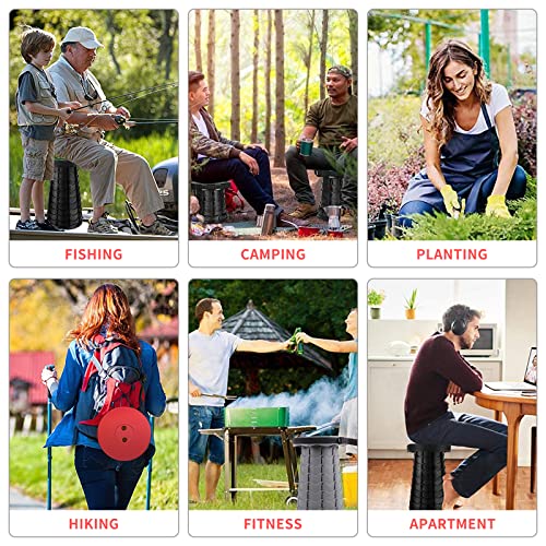 Aihoye Portable Collapsible Telescoping Stool Lightweight With Max Load 400Lbs Retractable Folding Stool For Camping Fishing Hiking Travel Bbq (Red) #TOP5