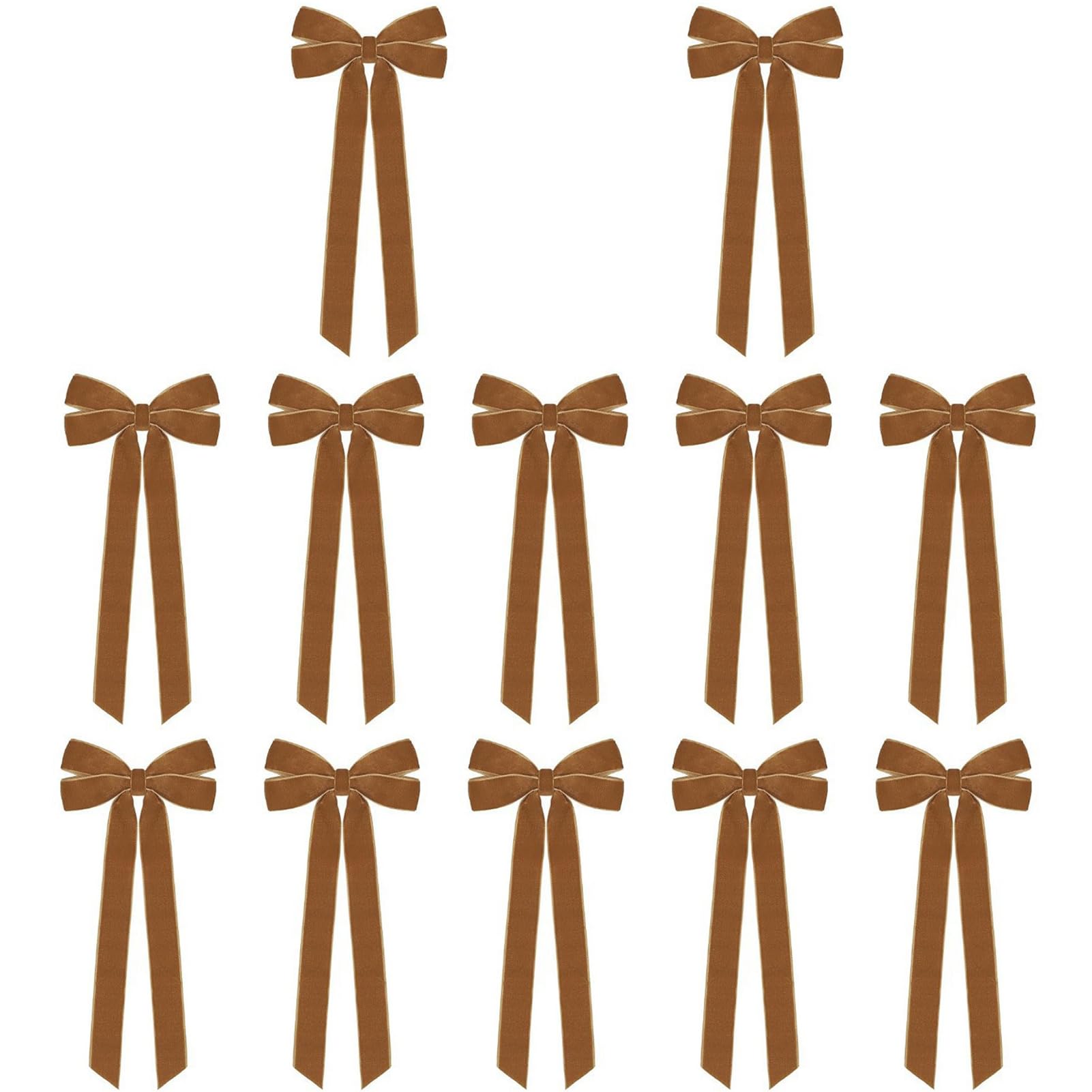 YIXANNX Festive Atmosphere Red Velvet Bows For Christmas Tree Timeless Ornaments For Holiday Spirit For Tree Wreath Mantle Gift Wrap Xmas Holiday Decor 12 PCS, khaki