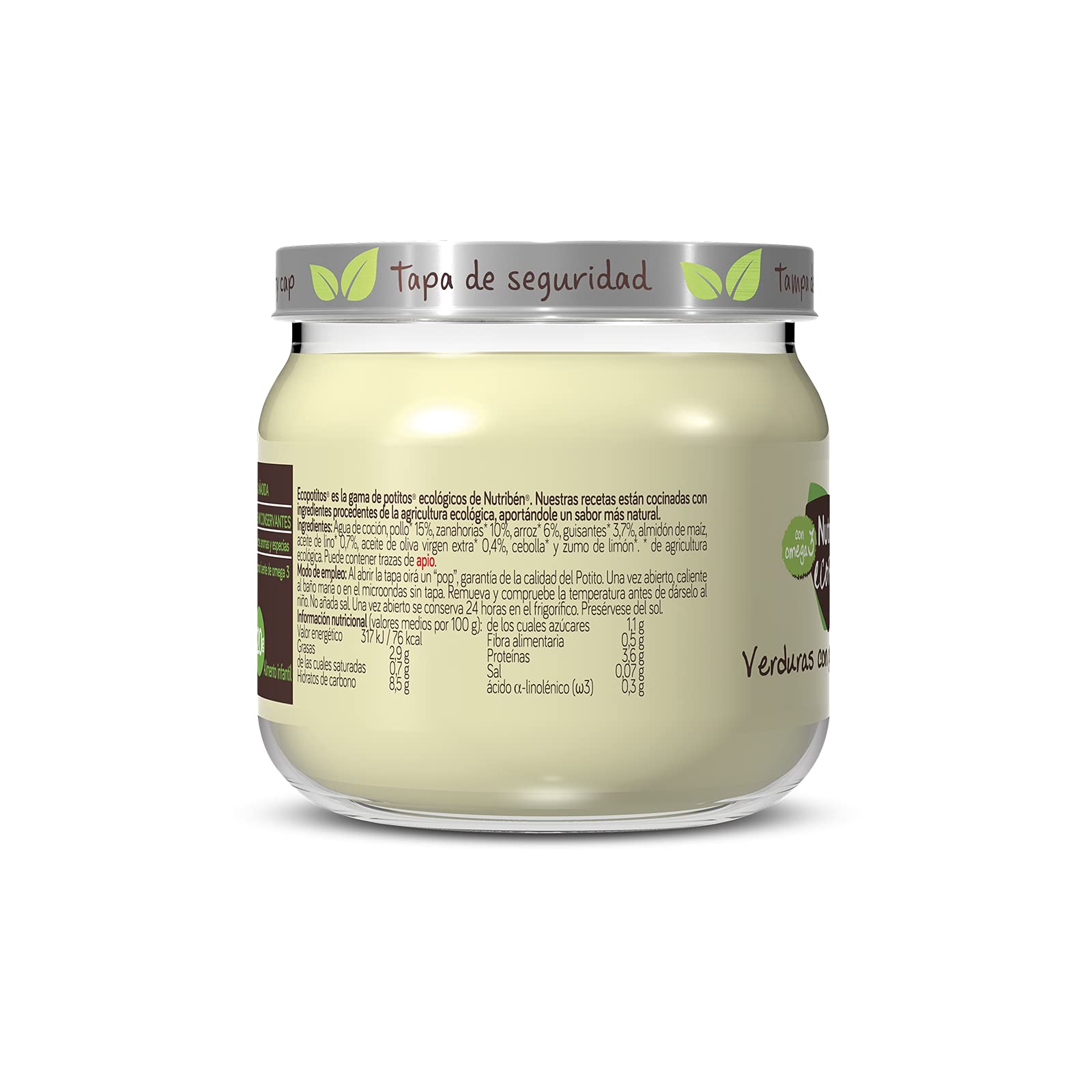 Nutribén Ecopotitos Introducción Al Pollo De Corral Con Verduras - Ecológicos, Desde 4 Meses, Pack 6x120gr