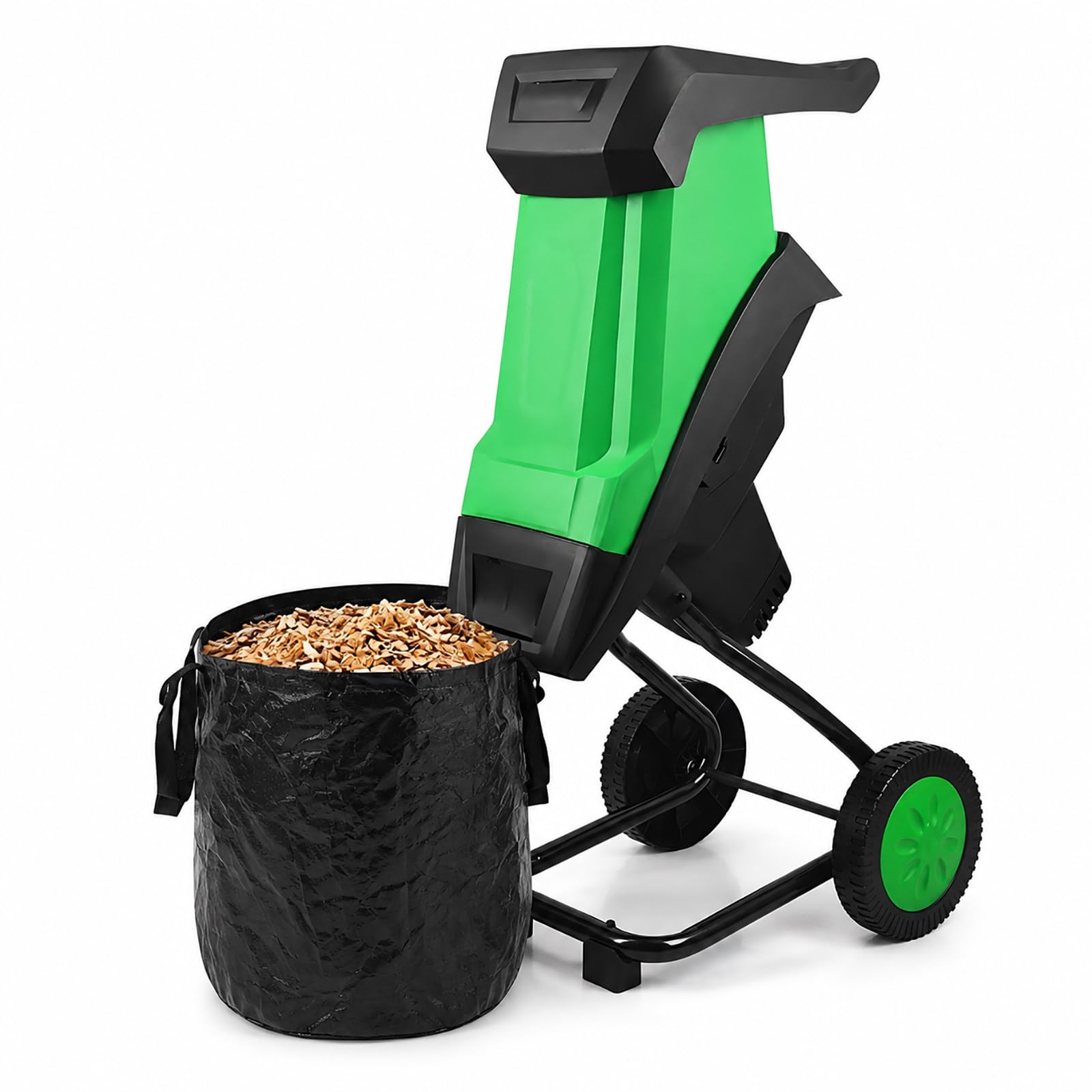 Biotrituratore Elettrico, Trituratore Rami e Foglie, Diametro di Taglio Fino 40 mm, Sacco Raccolta 50 L, Lame Acciaio al Carbonio SK5, Silenzioso