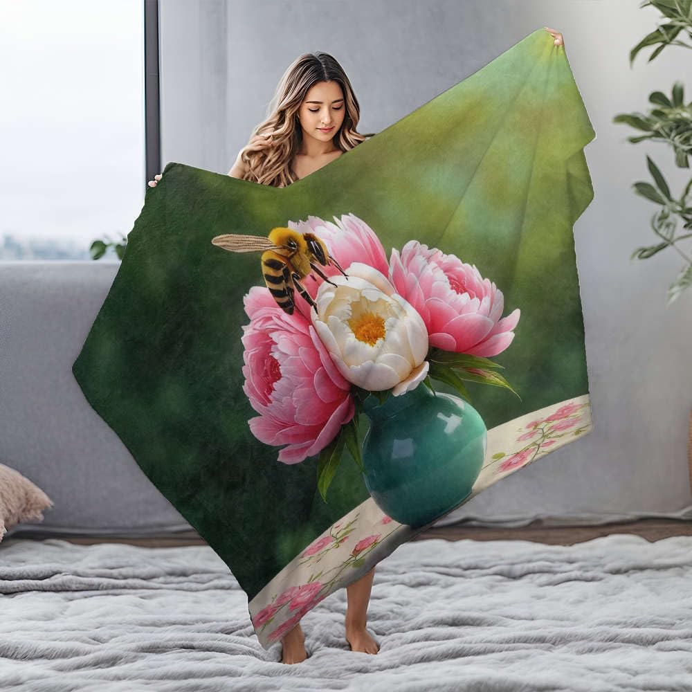 Couverture en flanelle à fleurs roses pour vos soirées