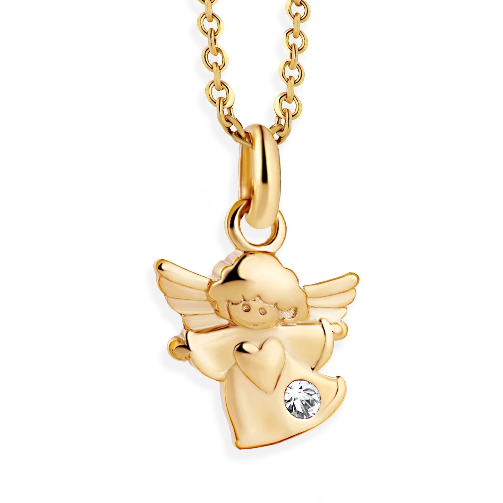 fish Goldene Halskette Mit Schutzengel-Anhänger Aus Hochwertigem 333er Gold Für Mädchen