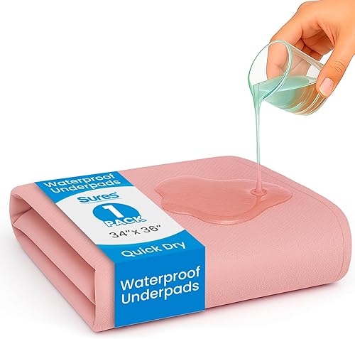 Vive Almohadilla de cama lavable para incontinencia, resistente, impermeable durante la noche, almohadilla para mojar la cama seca reutilizable (34