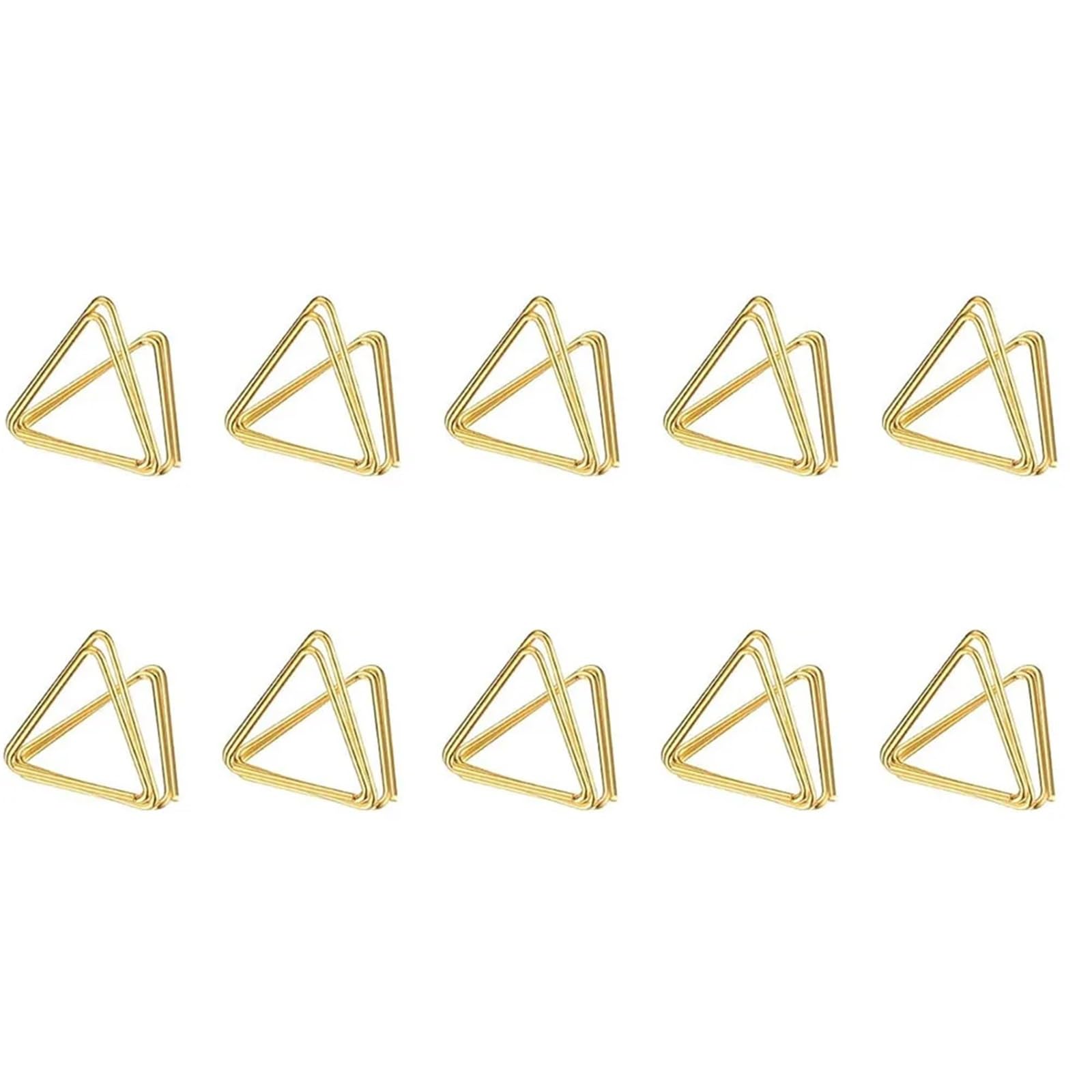 Tischkartenhalter aus Metall, dreieckig, Foto-Clip-Ständer, Hochzeit, Tischnummer, Namensschild, Ständer, 100 Stück (Mini-Gold)