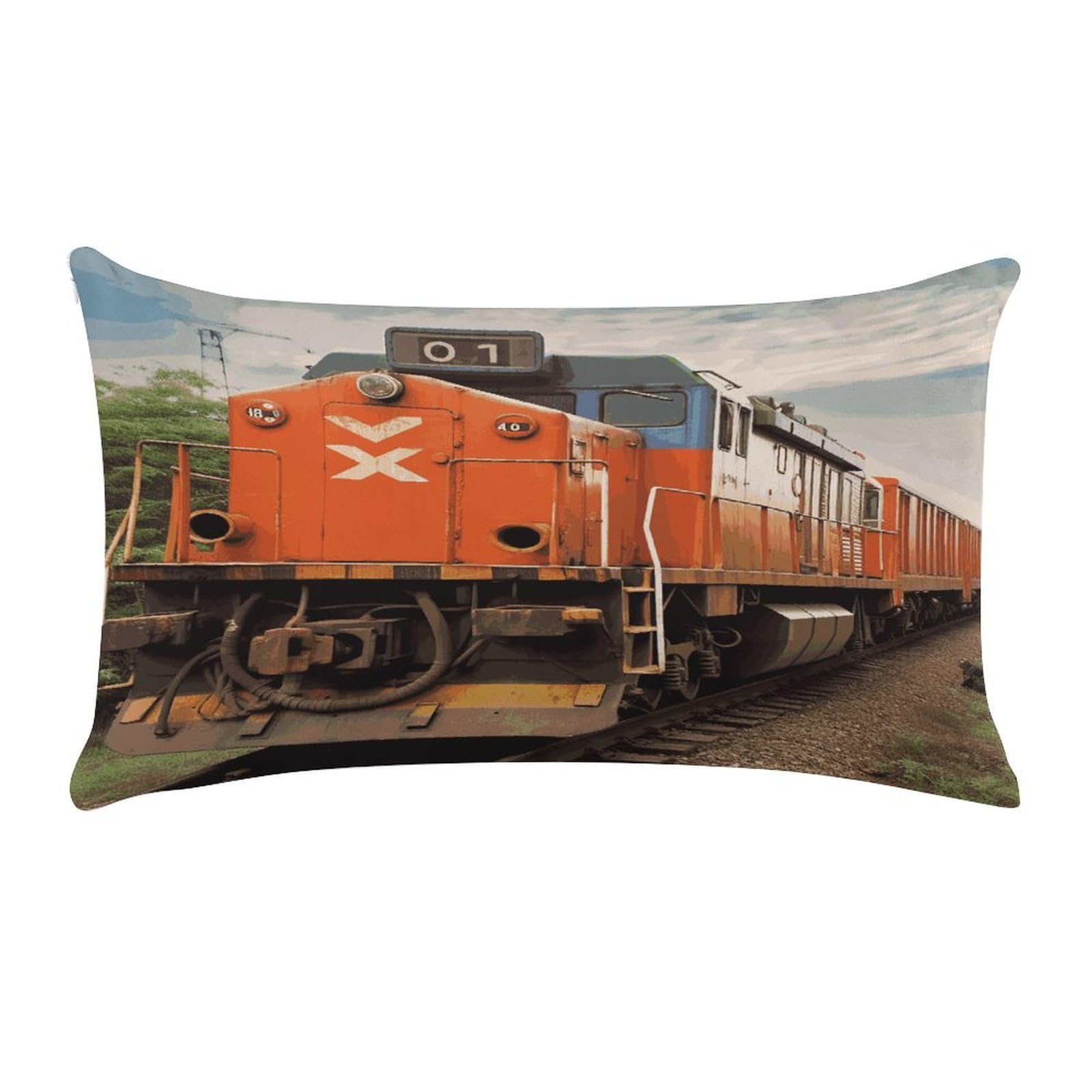 LDGSUPH Train Throw Pillow Cover with Zipper Long Throw Pillow Case Anti-Fading Pillow Protector Super Soft Decorative Cushion Case Exquisite Plush Pillowcase12 X 20 in