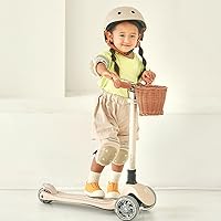 Vista 8 de Patinete para niños de 3 a 10 años (beigerosaazul marinoblanco) de 3 ruedas con luces LED, certificado por la CPSC plegable y 4 alturas ajustables