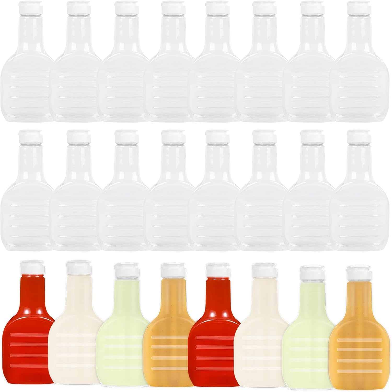 12 Pack 16 oz Clear Plastic Squeeze Bottles with Flip Top Caps